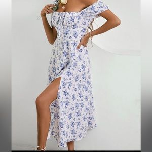 Floral blue and white sun dress